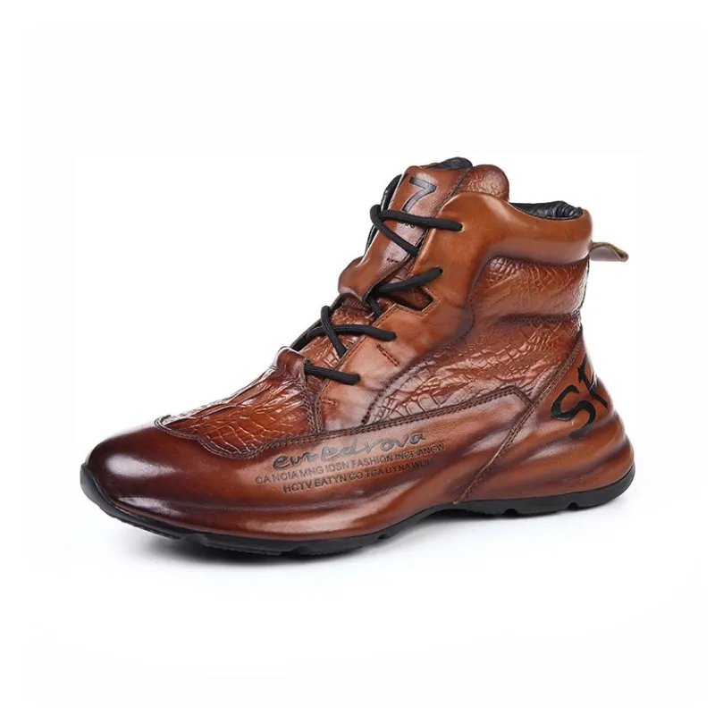 Devanro Height Increasing Wear Resistant Breathable Slip Resistant High Top Chunky Sneakers Men's-3