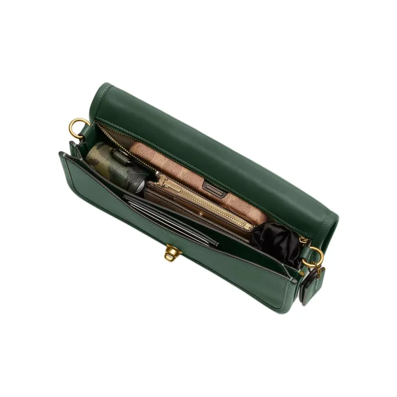 COACH Dinky Leather Shoulder Bag Crossbody Bag Handbag Women's Hunter Green-4