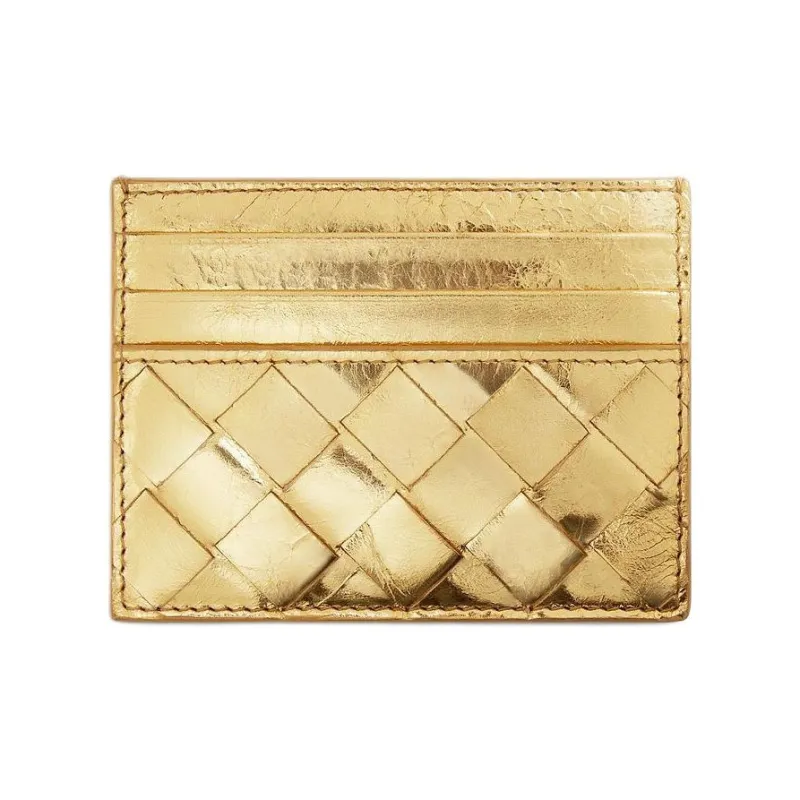 Bottega Veneta Calfskin Card Holder Regular Women's Gold-0