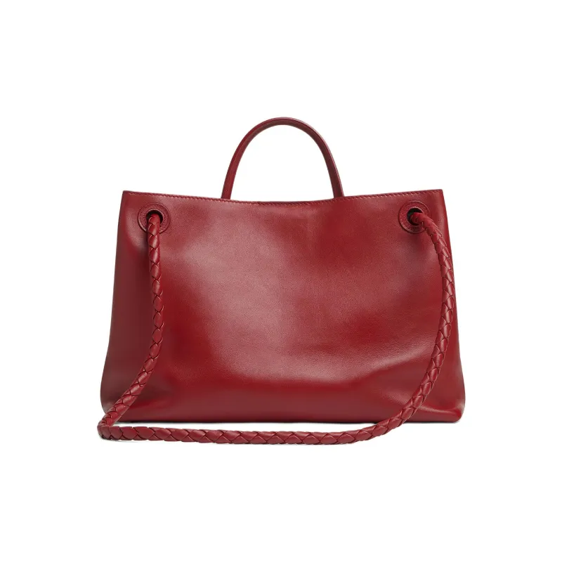 Bottega Veneta Andiamo Series Cow Leather Handbag Women's Redwood Color & Space Blue-2
