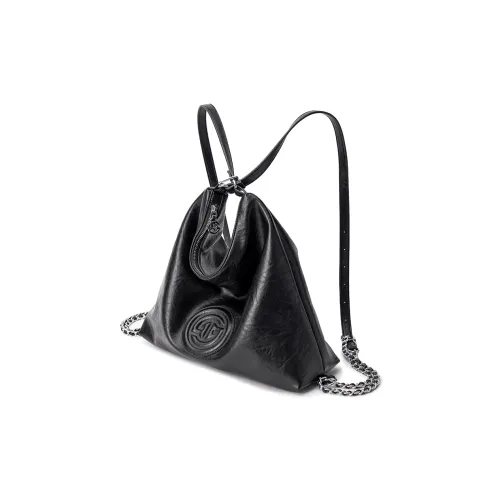 GELANDAI PU One Shoulder Underarm Tote Large Capacity messenger Women's Black/White