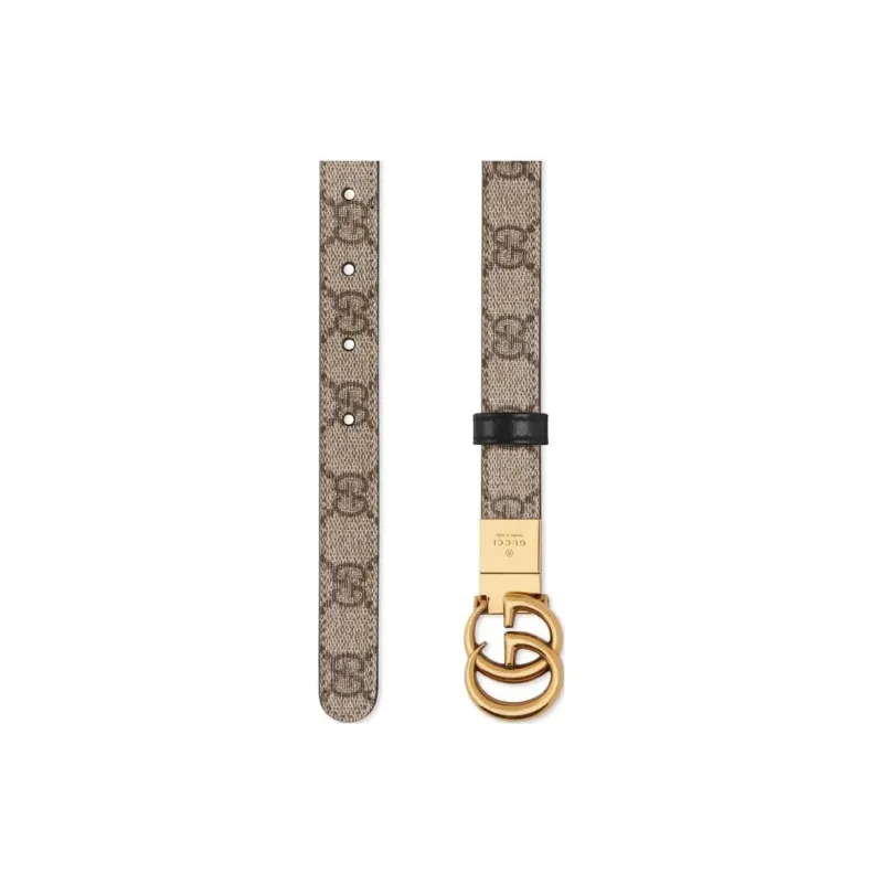 GUCCI GG Marmont Reversible Thin Belt In Beige, Ebony & Black-1