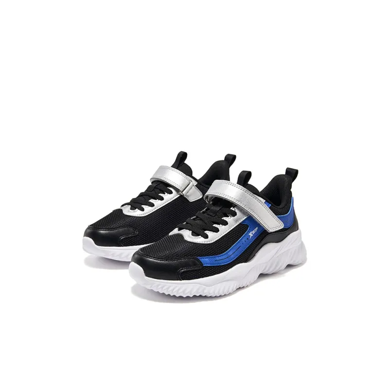 XTEP Anti Slip Wear Resistant Low Top Kids' Running Shoes Black Lyon Blue Kids'-1