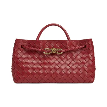 Bottega Veneta Andiamo Series Sheepskin Shoulder Bag Crossbody Bag Handbag Small Size Women's Red Wood Color