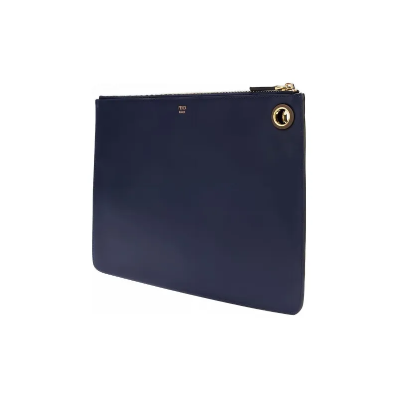 FENDI FILA Collaboration Cow Leather Clutch Medium Size Women's Blue/White-1