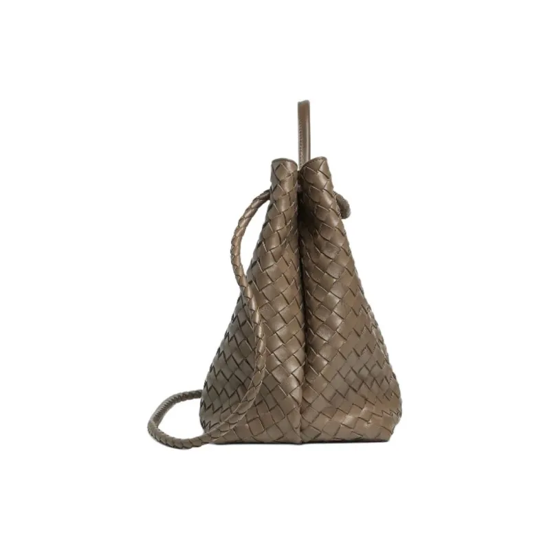 Bottega Veneta Andiamo Series Lambskin One Shoulder Handbags Large Size Women's Pinecone Brown-1