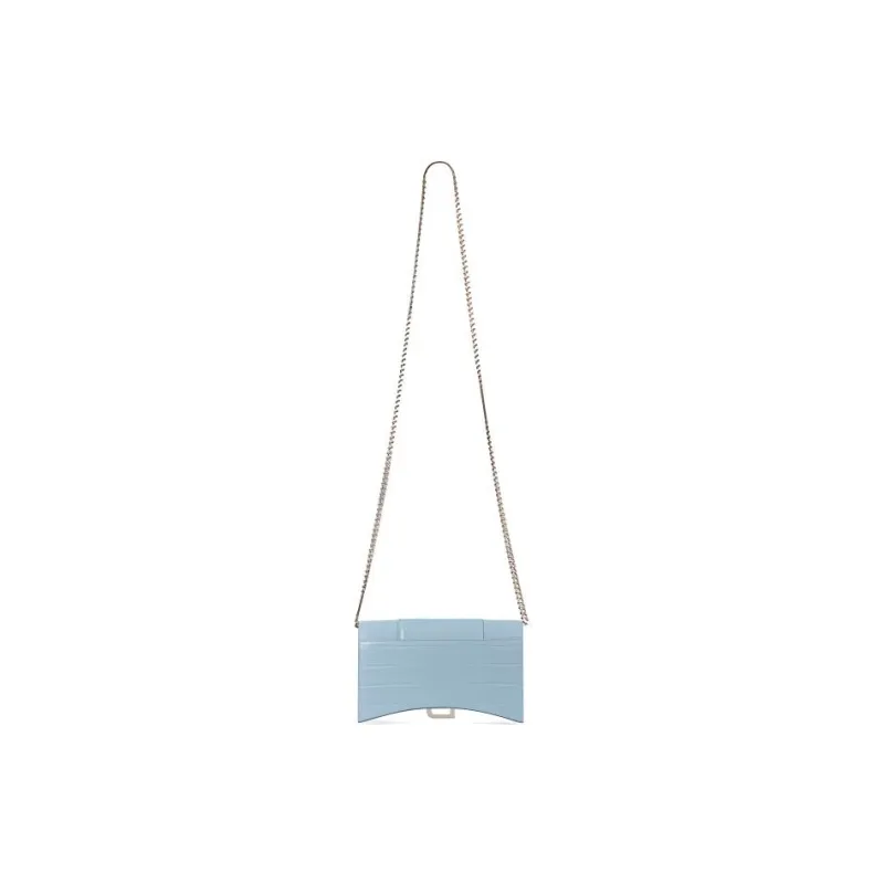 Balenciaga Hourglass Cow Leather Wallet Women's Blue-4