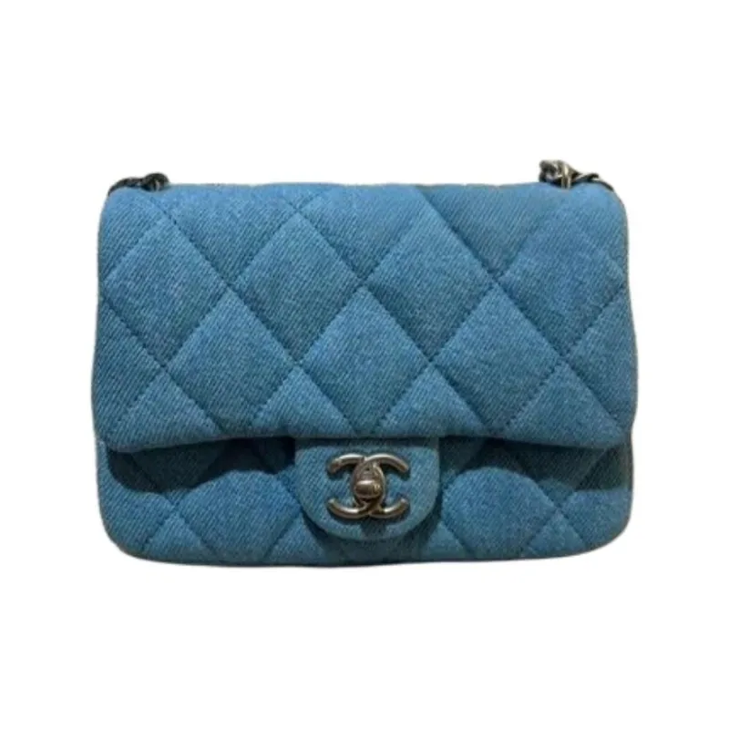CHANEL Denim Chain Bag, Crossbody Bag, Shoulder Bag Mini Women's Blue-0