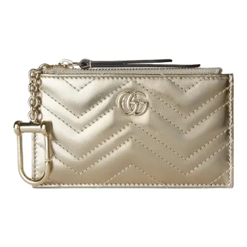 GUCCI GG Marmont Leather Key Pouch Women's Dark Gold
