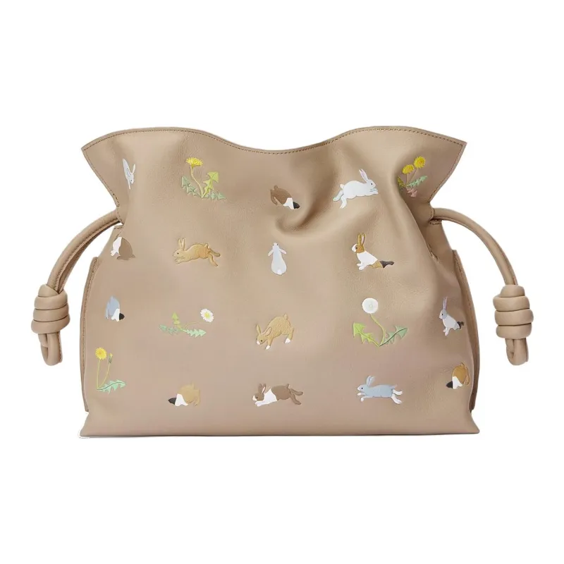 LOEWE Flamenco Nappa Cow Leather Detachable Adjustable Strap With Magnetic Closure Medium Size Women's Sand-3