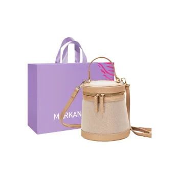 MARKANGARO Canvas Bucket Bag, Shoulder Bag, Crossbody Handbag Medium Size Women's Apricot/Brown/Khaki/Black