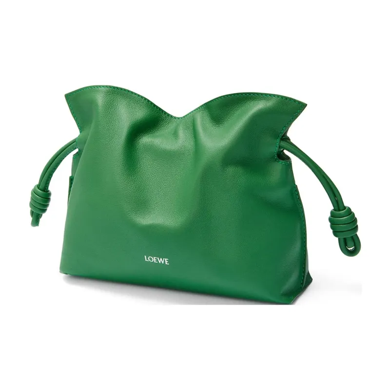 LOEWE Suna Fujita Collaboration Flamenco Nappa Cow Leather One Shoulder Crossbody Clutches Mini Women's Tropical Green-2