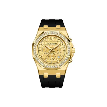 GUANQIN GUANQIN GJ16392 Automatic Mechanical Movement Silicone Strap Watch Men's Watches Gold Dial