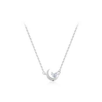 Muyan S999 Fine Silver Star Moon Heart Necklace Women's