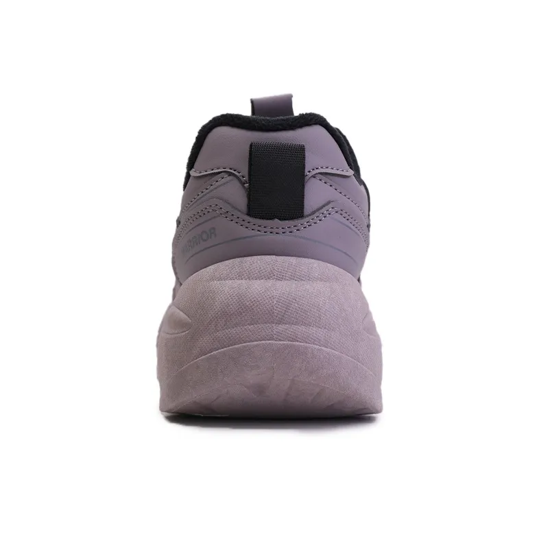 Warrior Trendy Casual Shoes Anti-Slip And Wear-Resistant Lightweight Low-Top Chunky Sneakers Women's Dark Purple Gray-4