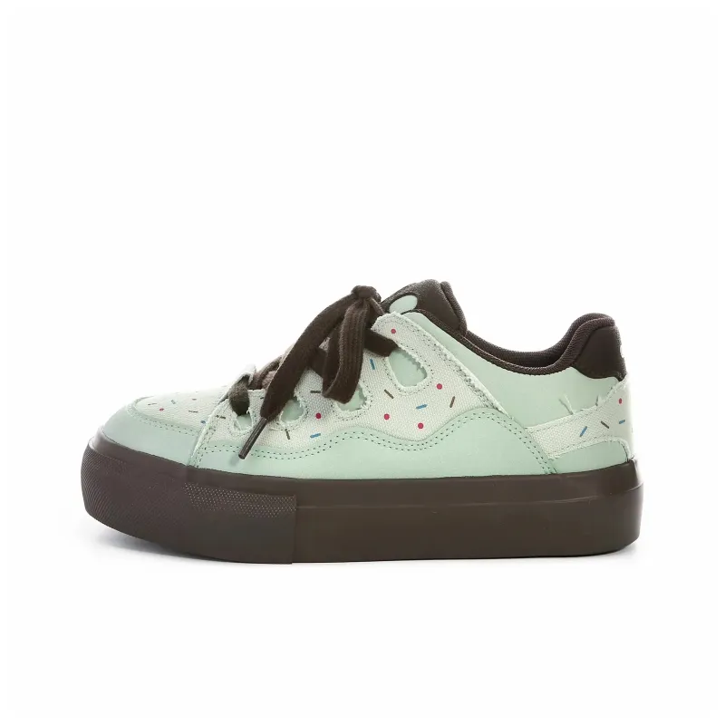 Anime Story Slip Resistant, Abrasion Resistant, Lightweight, Breathable Low Top Skateboard Shoes Women's Mint Chocolate-1