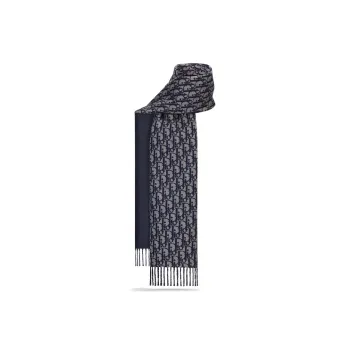 DIOR Wool Cashmere Knit Scarves Men's Blue