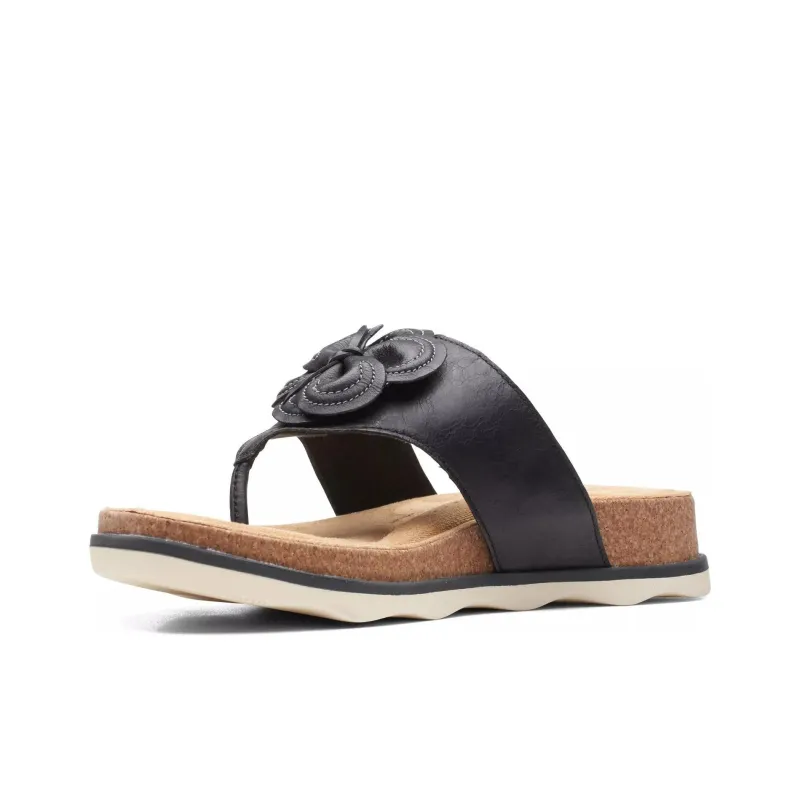 Clarks Rubber Sole Abrasion-Resistant Flip Flops Women's Black-1