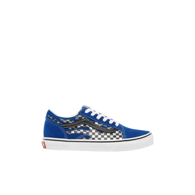 Vans Old Skool Collection Anti Slip Wear Resistant Low Top Kids' Skateboarding Shoes Blue Teenagers-1
