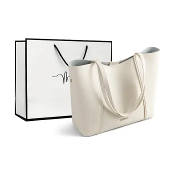 MILLIE'S Cow Leather Commute Bag, Shoulder Bag, Handbag, Tote Bag, Shoulder Bag Large Size Women's Ecru/Brown