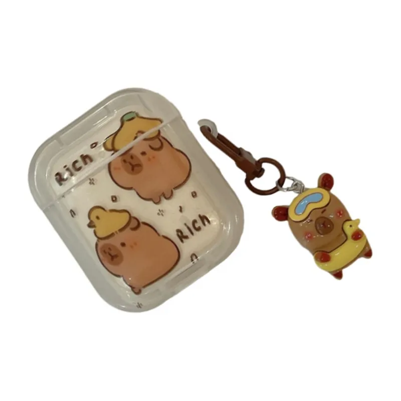 Baohuguang Compatible With AirPods 3/Pro 2/1 TPU Fun Original Capybara Cavy Fully Enclosed Headphone Cases-1