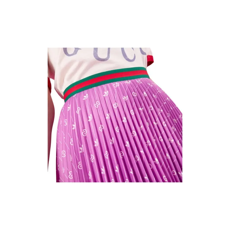 GUCCI X Adidas Satin Pleated Skirt Purple-4