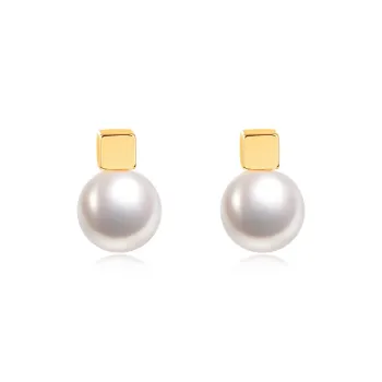 WAW Gold Plated Copper Faux Pearl Earrings Women's