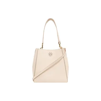 TORY BURCH McGraw Litchi Grain Leather Bucket Bags Shoulder Bag Crossbody Bag Handbag Women's Cheese White