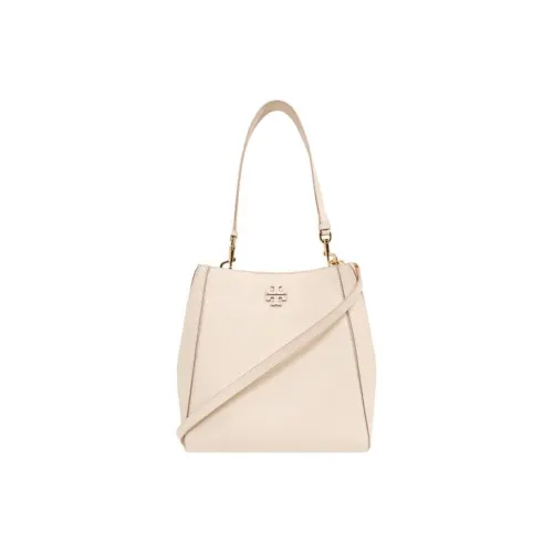TORY BURCH McGraw Litchi Grain Leather Bucket Bags Shoulder Bag Crossbody Bag Handbag Women's Cheese White