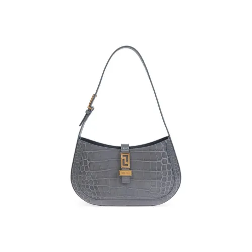 VERSACE Greca Goddess Calfskin Handbag Shoulder Bag Women's Gray