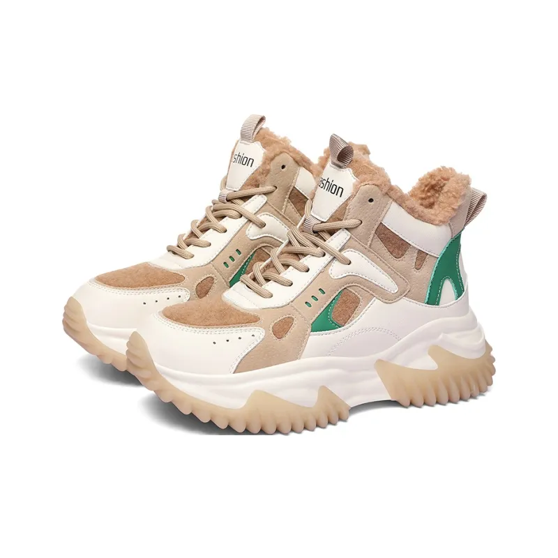 Golden Silk Rabbit High-Top Chunky Sneakers Women's-8