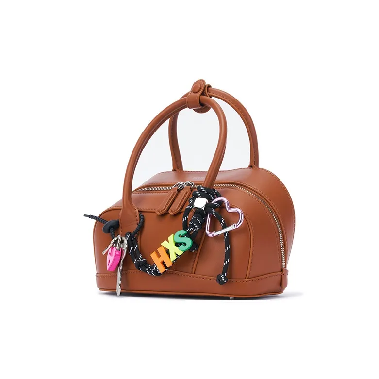 HXXXXS Cow Leather Handbag Women's Caramel Black-3