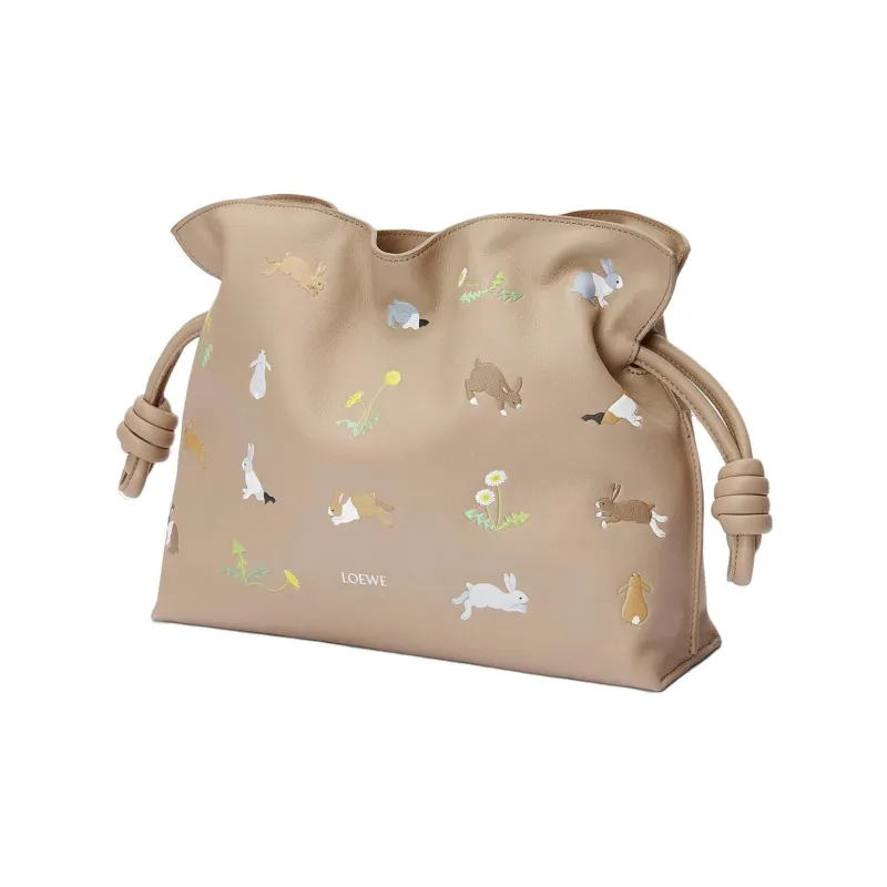 LOEWE Flamenco Nappa Cow Leather Detachable Adjustable Strap With Magnetic Closure Medium Size Women's Sand-1