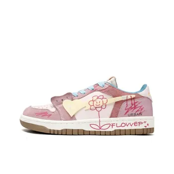 Crocodile Slip-Resistant Cushioning Abrasion-Resistant Low-Top Skateboard Shoes Women's Pink