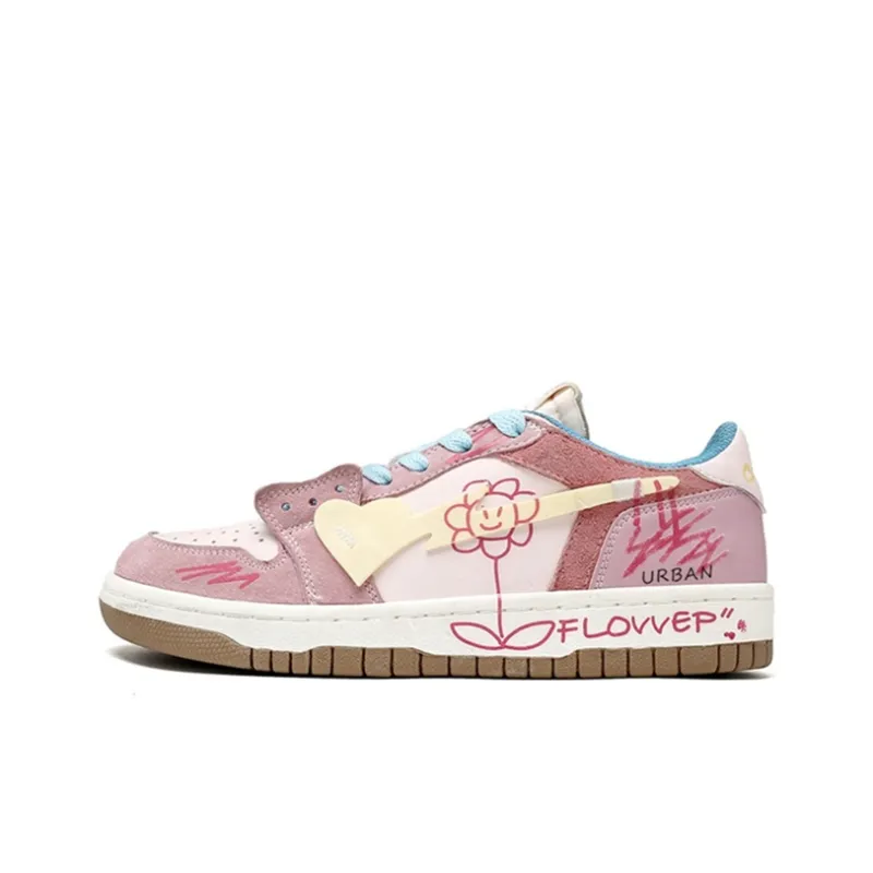 Crocodile Slip-Resistant Cushioning Abrasion-Resistant Low-Top Skateboard Shoes Women's Pink-0
