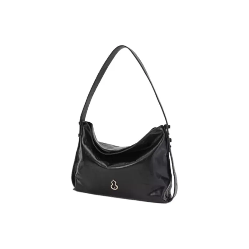 BAMPO Top Grain Cow Leather Shoulder Bag Medium Size Women's Ink Carbon Black-1