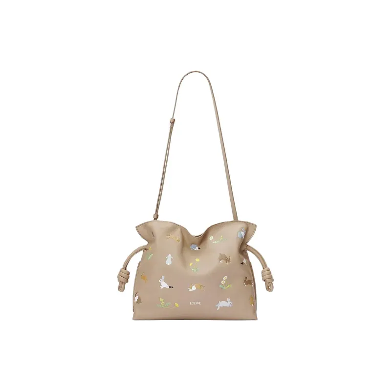LOEWE Flamenco Nappa Cow Leather Detachable Adjustable Strap With Magnetic Closure Medium Size Women's Sand-4