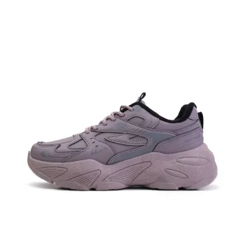 Warrior Trendy Casual Shoes Anti Slip And Wear Resistant Lightweight Low Top Chunky Sneakers Women's Dark Purple Gray