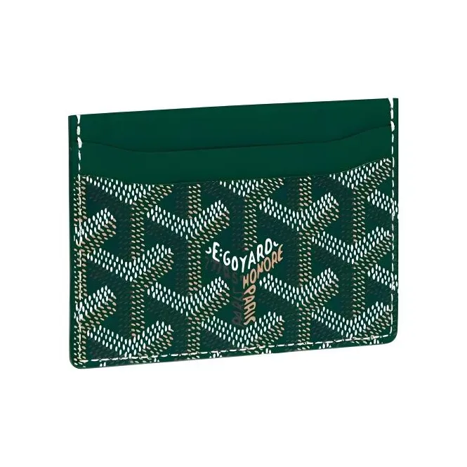 GOYARD Saint-Sulpice Canvas With Leather Dog's Teeth Card Clip Card Holder Unisex Green-1
