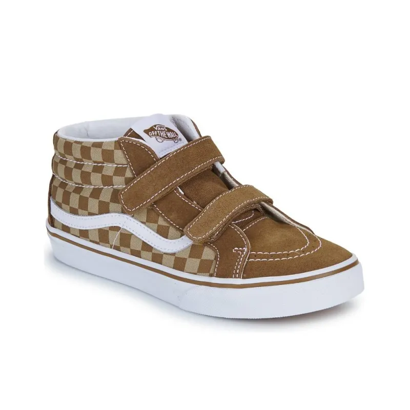Vans OFF THE WALL Anti Slip Wear Resistant Mid Top Skateboard Shoes Women's Brown-2