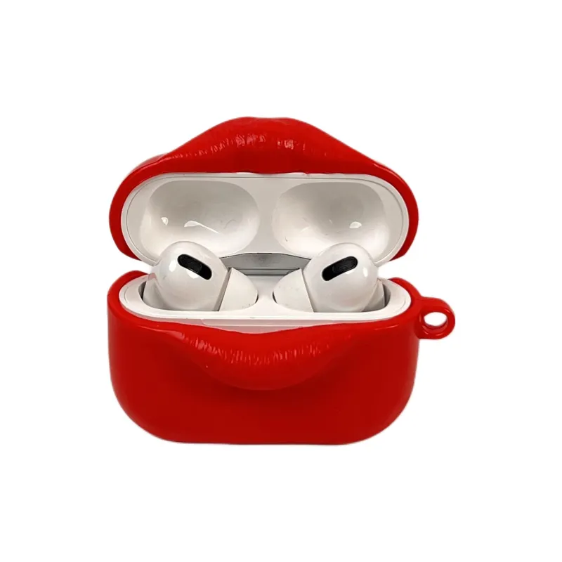 Wei Xin Apple AirPods 4/2/3/4th Generation/AirPods Pro/Pro 2 Silicone Flame Red Lip Earphone Case Headphone Cases-3