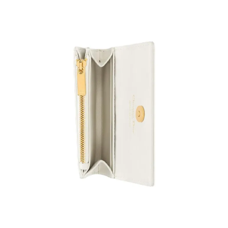 DIOR 30 Montaigne Cotton Wallet Women's Brown & White-3