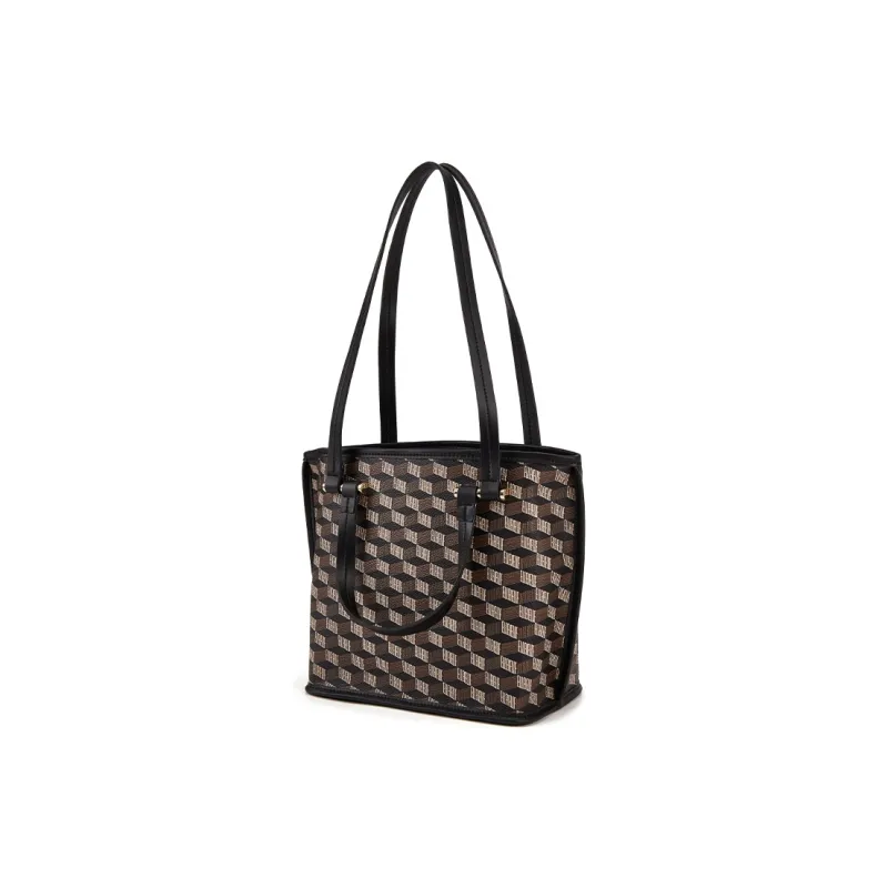 ELLE Synthetic Leather Tote Bag, Shopping Bag, Shoulder Bag, Handbag Regular Women's Black-1