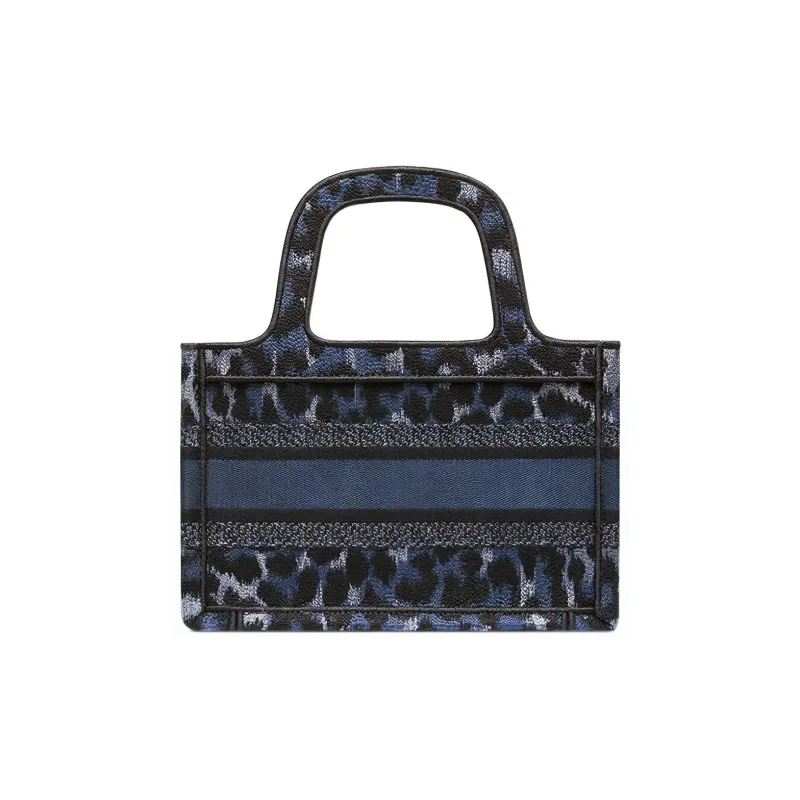 DIOR BookTote Embroidery Tote Bag Shopping Bag Handbags Mini Women's Blue And Black-2