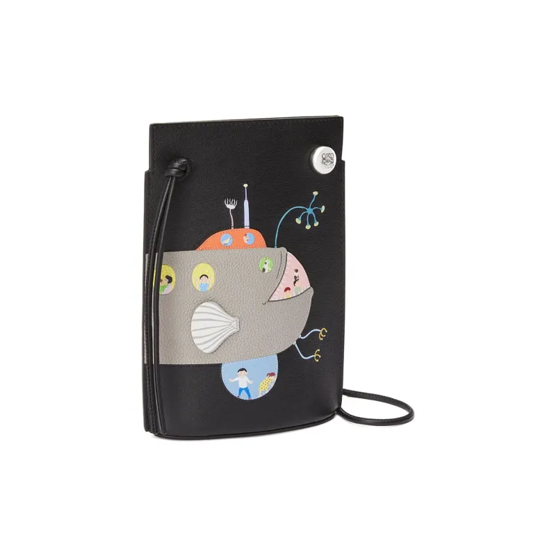 LOEWE Cow Leather Crossbody Bag, Shoulder Bag Women's Black-3