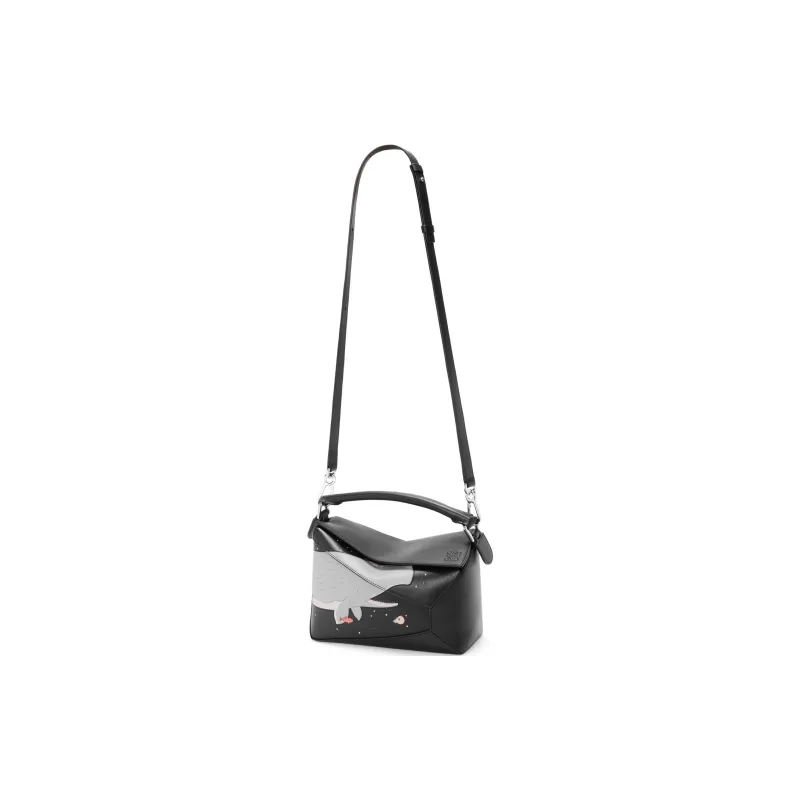 LOEWE Suna Fujita Collaboration Puzzle Nappa Cow Leather Shoulder Bag, Crossbody Bag, Handbag Trumpets Women's Black-1