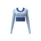 Peach Multicolor Mock Two-Piece Long-Sleeved-Gray & Lake Blue