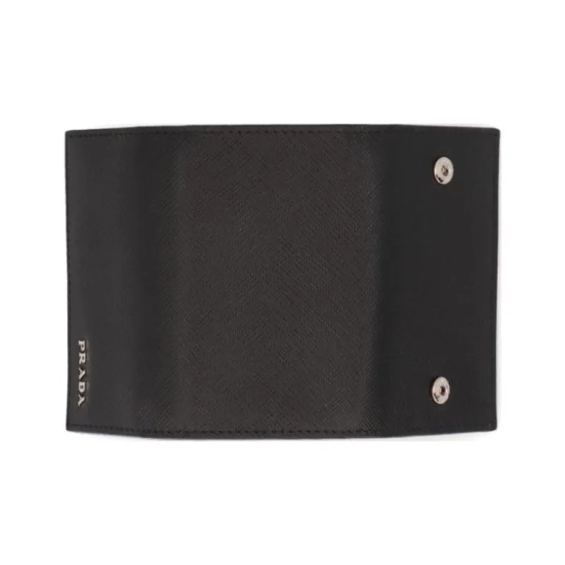 PRADA Saffiano Calfskin Key Pouch Men's Black-2