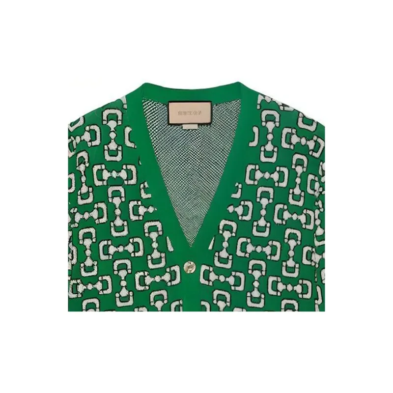 GUCCI Horsebit Cotton Piquet Cardigan Knitwear Men's Green-3