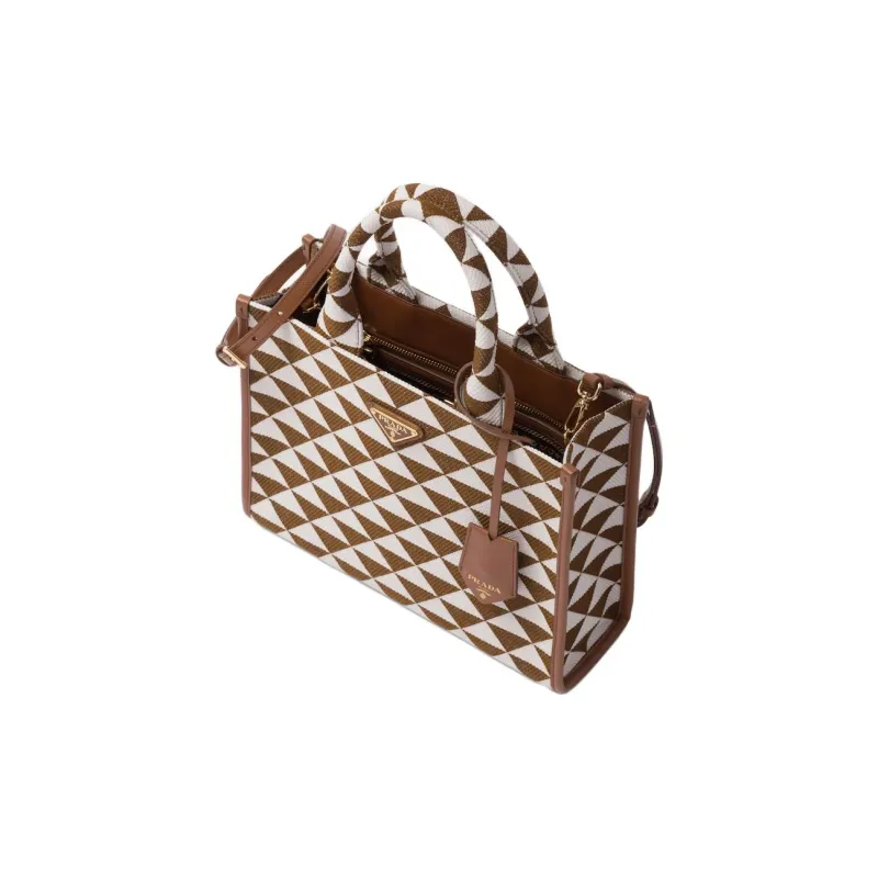 PRADA Leather Handbag Shoulder Bag Crossbody Bag Small Size Women's Tobacco Pink Chalk White-2